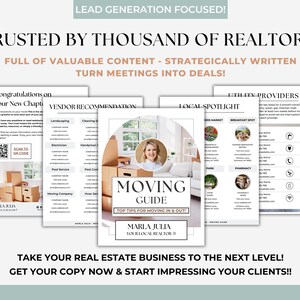 Real Estate Moving Preparation Guide – Fully Editable Canva Template with Moving Checklist, Relocation Tips, and Tools for Buyer and Seller Clients