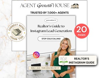 Realtor Instagram Social Media Guide, Lead Generation Strategy for Realtors, Real Estate Instagram Growth & Marketing Ebook