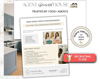 Recruiting Flyer for Realtors, Real Estate Flyer Template, Modern Design for Agents, Brokerage New Agent Announcement Flyer