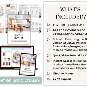 Real Estate Agent Moving Template – Fully Editable Canva Guide and Checklist to Assist Buyers and Sellers with Relocation and Moving Preparation