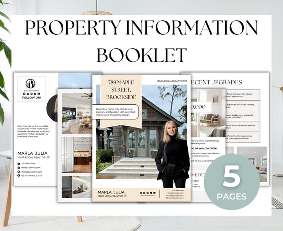 Listing Brochure for Real Estate, Property Information Booklet, Property Listing Brochure, Open House Property Brochure, Home Sale Info