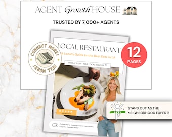 Local Restaurant Guide Template, Realtor City Relocation Cafe Guide, Buyer Welcome Packet, Neighborhood Dining List for Clients