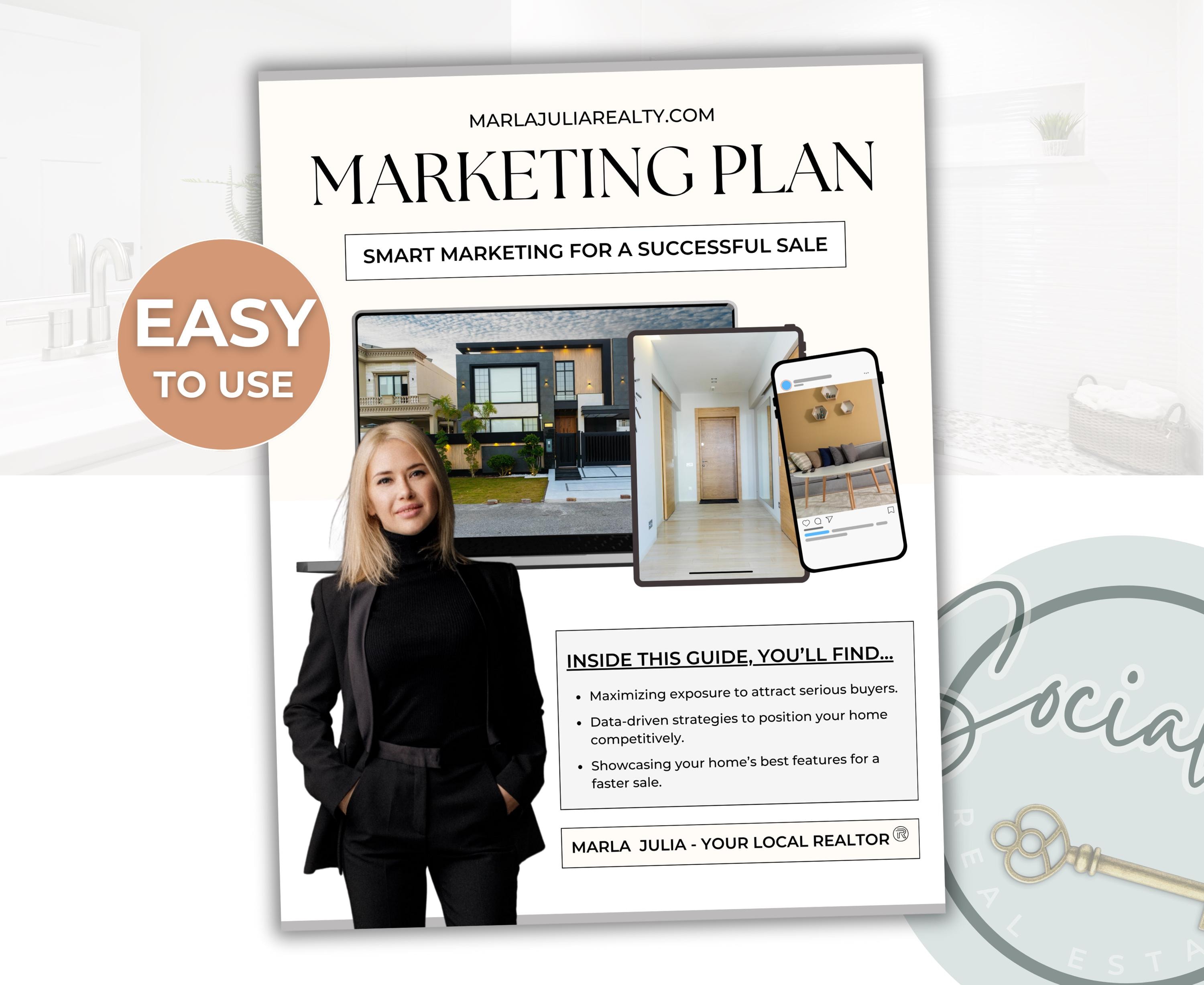 Seller Marketing Plan for Real Estate, Listing Marketing Plan Template, Listing Presentation Marketing Plan, Property Marketing Plan Canva