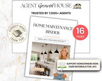 Home Maintenance Binder Template for Realtors, Maintenance Binder for Buyers or Sellers, Real Estate Printable Maintenance Guide