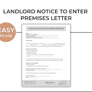 Landlord Notice to Enter Premises Template, Rental Entry Notice Form Canva, Real Estate Property Manager Letter, Tenant Notification Letter