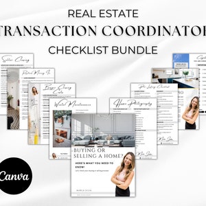 Transaction Coordinator Checklist Bundle, Printable Real Estate Seller and Buyer Transaction Checklist Pre-listing Moving Closing Open House