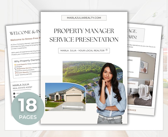 Property Manager Service Presentation Template, Rental Property Management Marketing Guide Real Estate Property Manager Guide Canva Template