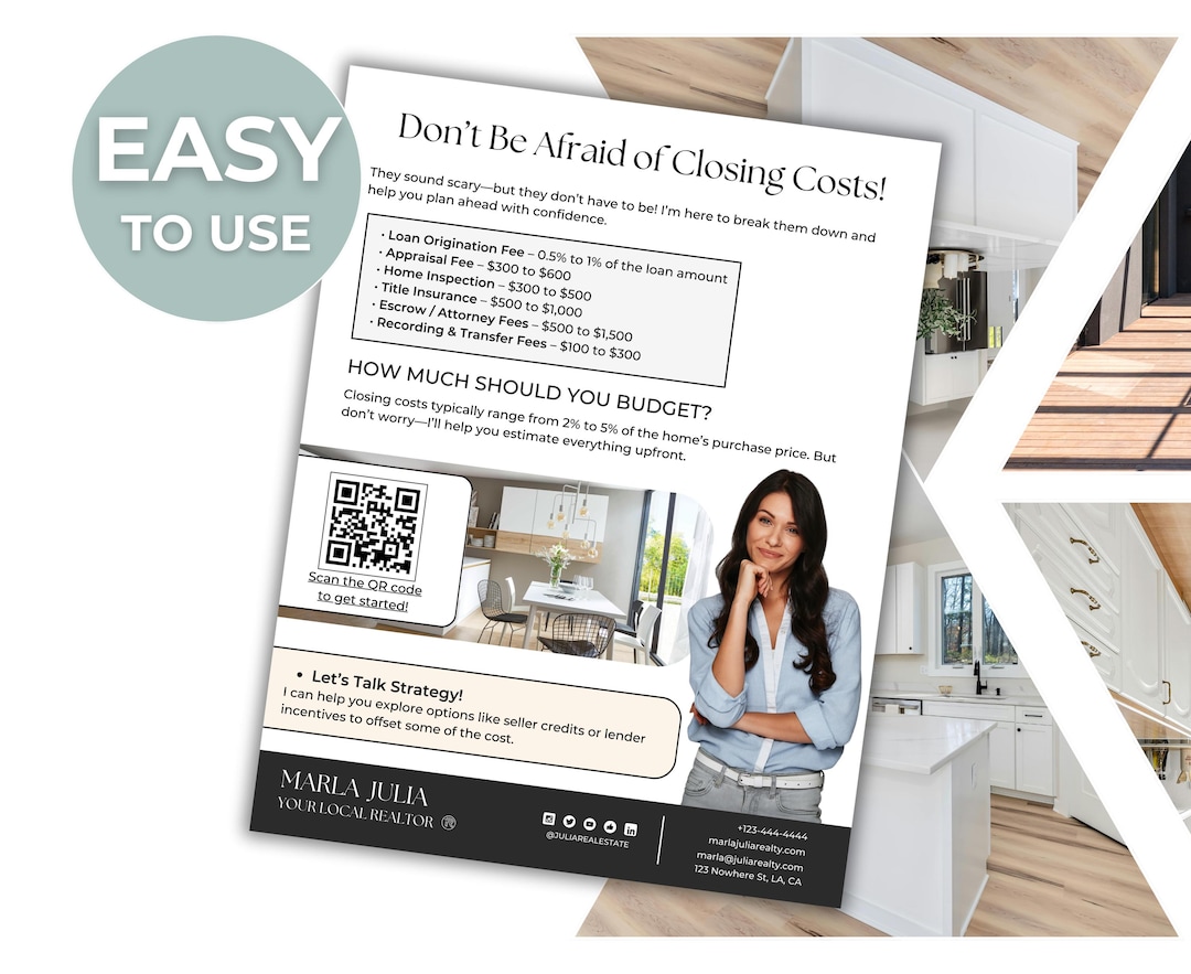 Closing Cost Flyer for Buyers, Real Estate Template, Home Buyer Flyer ...