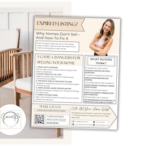 Expired Listing Flyer, 1 Page Expired Listing Flyer for FSBO Sellers, Expired Listing Farming, Expired Listing Letter for Real Estate Agents