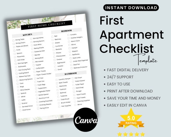 First Apartment Checklist Template My First Apartment Essentials