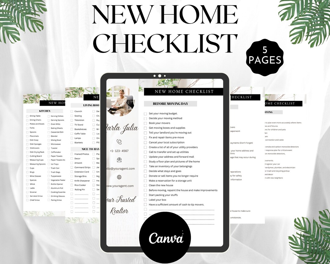 New Home Checklist and First Home Essentials Checklist Template for
