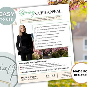 Spring Curb Appeal Checklist, Spring Real Estate Template, Curb Appeal Checklist for Real Estate, Curb Appeal Flyer Template, Real Estate