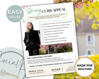 Spring Curb Appeal Checklist, Spring Real Estate Template, Curb Appeal Checklist for Real Estate, Curb Appeal Flyer Template, Real Estate