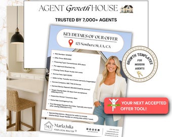 Offer Summary Cover Sheet, Real Estate Offer Summary Template, Printable Buyer Info Sheet for Realtors