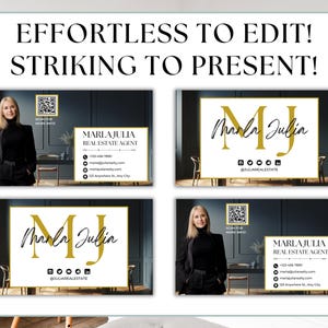 Neutral-toned business card template displayed in a desk setting, designed for real estate agents to effortlessly elevate their personal branding and connect with clients.