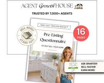 Pre-listing Questionnaire, Seller Onboarding Questionnaire Template for Realtors, 16 Page Editable Real Estate Canva Template