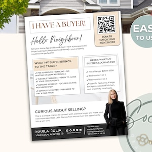 I Have a Buyer Letter, Prospecting Letter for Home Sellers, Real Estate I Have Buyers Flyer Template I Have Buyer Introduction Flyer Realtor