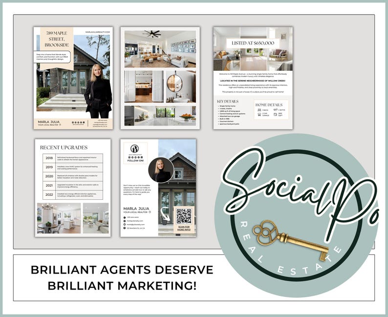 Sale information template, luxury listing brochure, real estate guide, open house property booklet, customizable Canva template