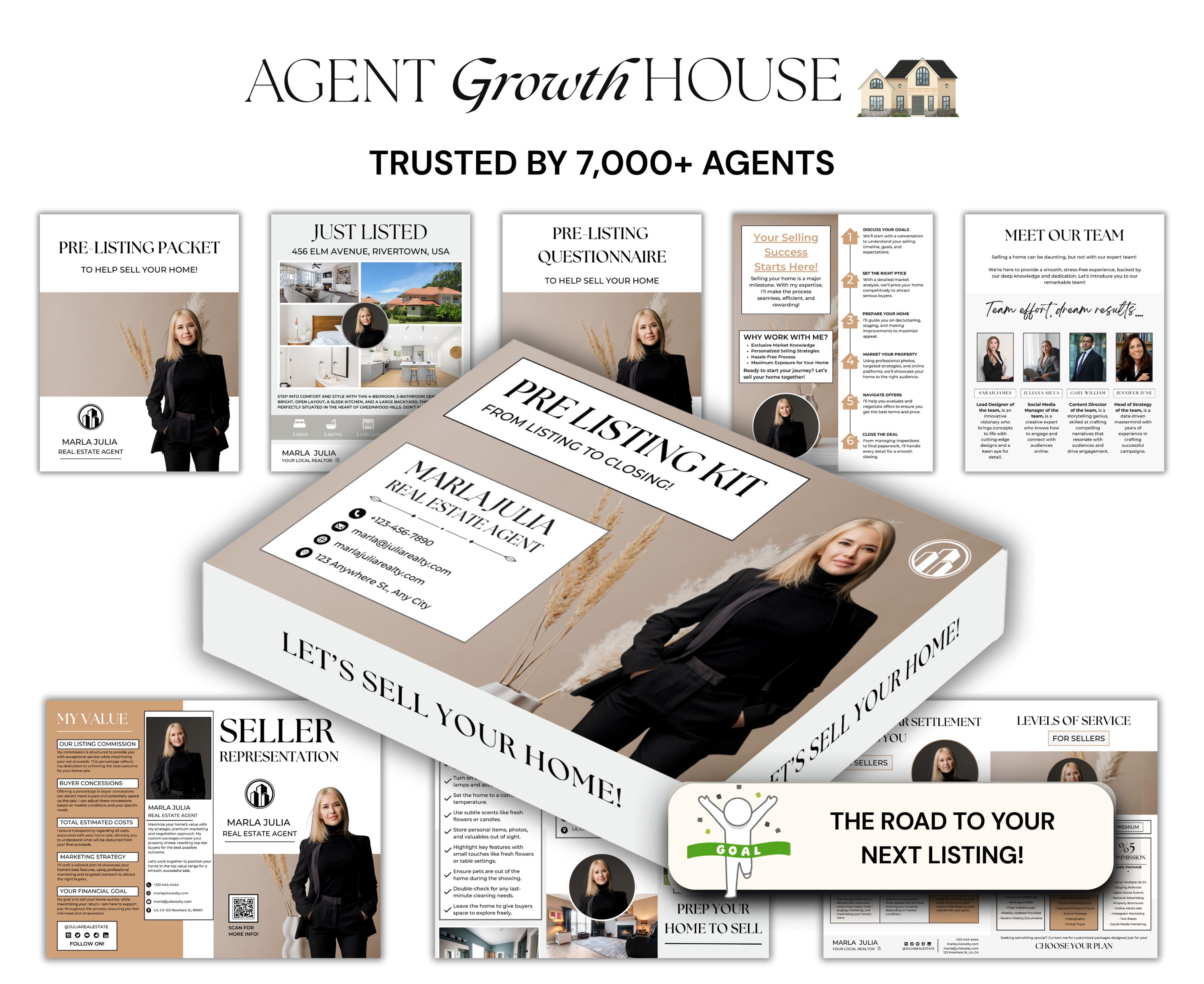 Pre-listing Kit for Real Estate Agent, Pre-listing Presentation, CMA Box Cover, Just Listed Flyer Seller, Questionnaire, Seller Commission