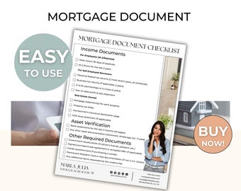 Mortgage Document Checklist, Home Loan Document Flyer, Buyer Loan Prep Checklist, Real Estate Mortgage Checklist, Loan Officer Checklist