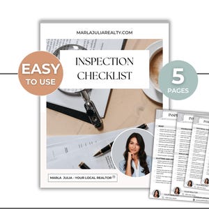 Buyer Inspection Checklist for Real Estate, Home Inspection Checklist, Realtor Property Inspection Survey Home Buyer Inspection Preparation