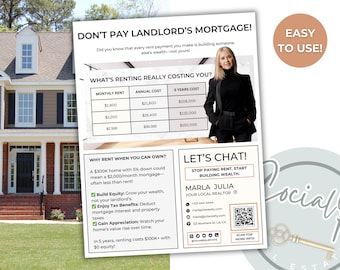 Don&#39;t Pay Landlord&#39;s Mortgage Flyer, Rent vs Buy Flyer, Real Estate Stop Paying Mortgage Flyer, Home Buyer Flyer, Rent vs Own Flyer Template