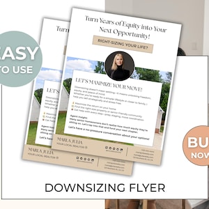 May include: A stack of flyers with the text "Turn Years of Equity into Your Next Opportunity!" and "Let's Maximize Your Move!" The flyers are for a realtor named Marla Julia. The flyers have a beige and white colour scheme with a photo of a woman.