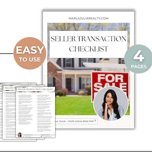 Seller Transaction Checklist for Realtors, Real Estate Closing Coordinator Template, Seller Checklist, Realtor Seller Transaction Management