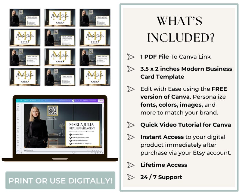 Two-sided realtor business card template mockup, showcasing the elegant front and back design with modern fonts and a neutral color palette, ideal for high-quality printing and branding.