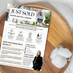 Real Estate Sold Flyer, Realtor Home Seller Marketing, Canva Real Estate Template, Realtor Just Sold Postcard, Neighborhood Listing Flyer
