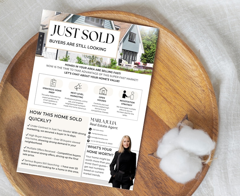 Real Estate Sold Flyer, Realtor Home Seller Marketing, Canva Real Estate Template, Realtor Just Sold Postcard, Neighborhood Listing Flyer