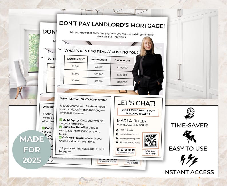 Don't Pay Landlord's Mortgage Flyer, Rent Vs Buy Flyer, Real Estate ...