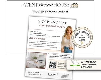 Stop Paying Rent Flyer, Rent vs Buy Template, Mortgage vs Rent Comparison Flyer, Why Rent When You Can Own, Real Estate Buyer Farming Flyer