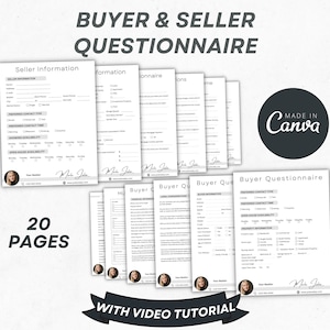 Real Estate Buyer and Seller Questionnaire, Real Estate Templates, Real Estate Client Onboarding, Buyer Questionnaire Seller Questionnaire