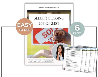 Seller Closing Checklist for Real Estate, Realtor Seller Transaction Checklist, Real Estate Closing Sheet, Realtor Seller Checklist Template
