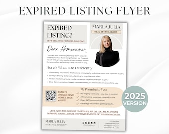 Expired Listing Flyer for Real Estate Agents, Canva Expired Listing Letter Template, Your Home Didn&#39;t Sell Flyer for Realtors, Realtor Flyer