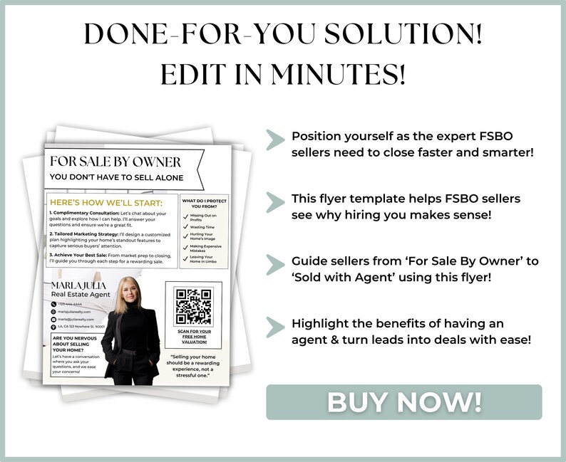 FSBO Flyer for Real Estate Agent, for Sale by Owner Letter, FSBO ...