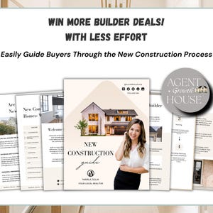 Editable Canva template for New Construction Guide, ideal for real estate agents using a construction customer guide and home builders guide.