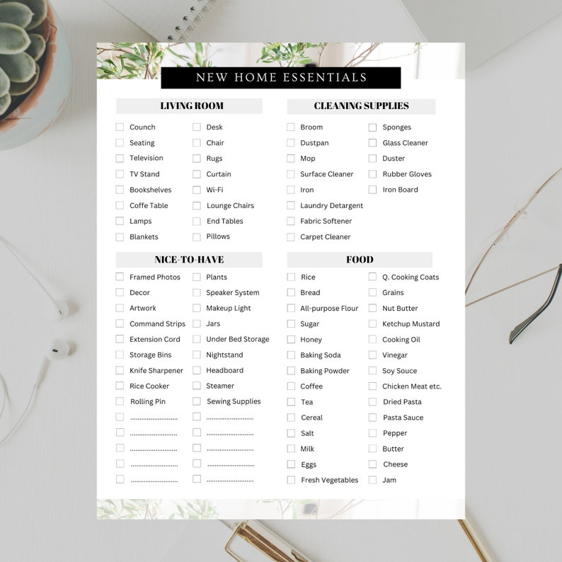 New Home Checklist and First Home Essentials Checklist Etsy