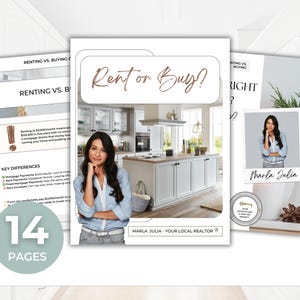 Renting vs Buying Guide for Real Estate, Home Buyer Guide, Buyer Lead Magnet Guide, Real Estate Farming Template First Time Home Buyer Guide
