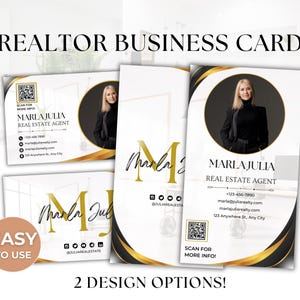 Luxury Business Card for Real Estate, Realtor Luxury Vertical Business Card Template, Digital Business Card for Real Estate Agents, Canva