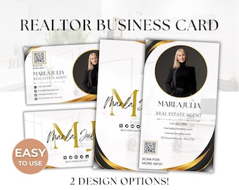 Luxury Business Card for Real Estate, Realtor Luxury Vertical Business Card Template, Digital Business Card for Real Estate Agents, Canva