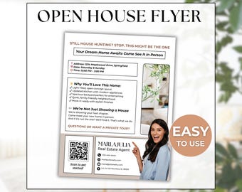 Realtor Open House Flyer Template: Modern Real Estate Marketing (Canva Editable, US Letter Size)