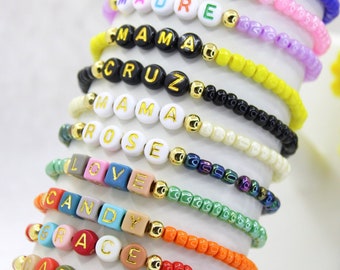 Custom Name Bracelet, Friendship Bracelet, Mama Bracelet, Personalized Bracelet, Christmas Gift, Gift For Her, Beaded bracelet,