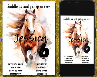 Horse Birthday Invitation: Editable Pony Party Invite (Digital Download)