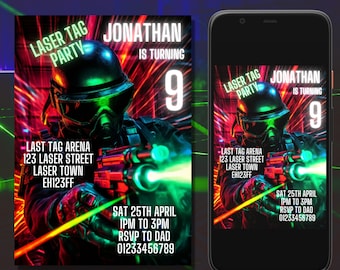 Laser Tag Birthday Invitation/ Laser Tag Party/ Laser Tag Invitation/ Editable Invitation/ Digital Download/ Birthday Invitation/ Party