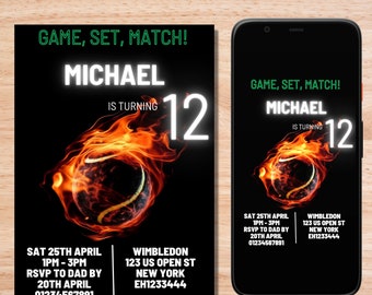 Tennis Birthday Invitation: Editable Sports Party Invite (Digital)