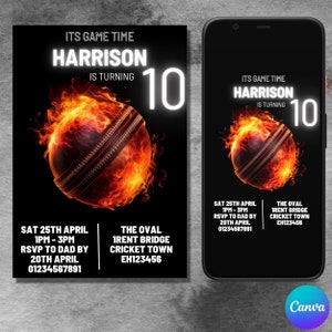 Cricket Birthday Invitation Editable/ Cricket Invitation/ Cricket Invite/ Cricket Birthday/ Editable Invitation/ Sports Invitation
