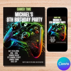 Video game birthday invitation/ Video game invitation/ Editable invitation/ Digital download/ Printable invitation/ Gamer birthday invite