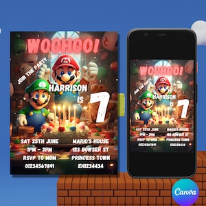 Mario Birthday Invitation/ Super Mario Birthday/ Mario Birthday Party/ Mario party invite/ Editable Invitation/ Birthday Invitation/ Mario